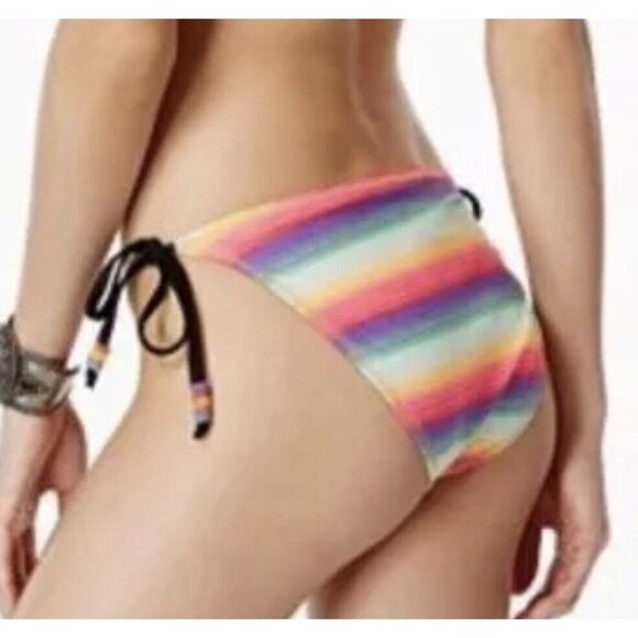 NWT California Waves String Bikini Bottoms Small Jrs Multicolor Beaded Side Ties - Picture 3 of 16